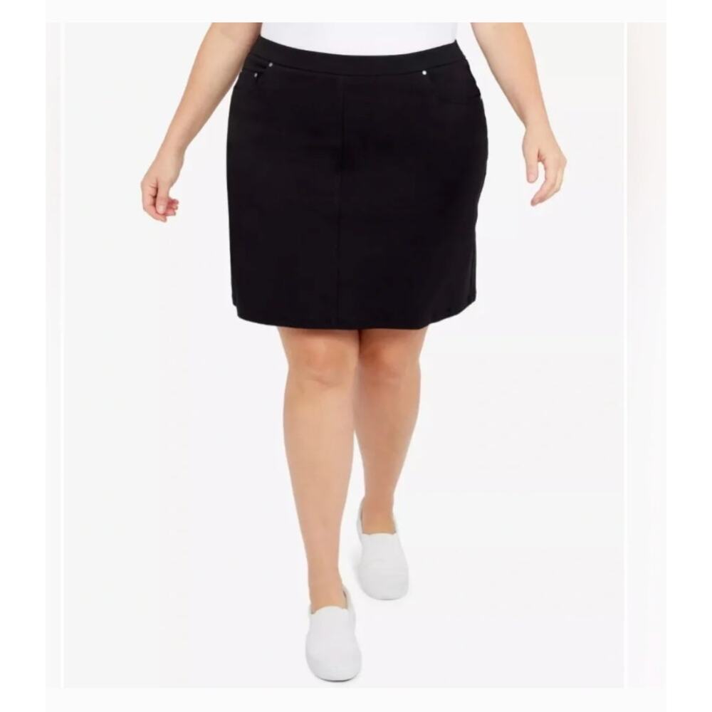 Hearts of Palm Black Tech Skirt Skort Sz 20W Golf Tennis Pickleball Stretch Chic - Picture 9 of 10